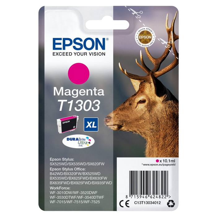 Ink Cartridge Epson Singlepack T1303 DURABrite Ultra Ink, Magenta, C13T13034012