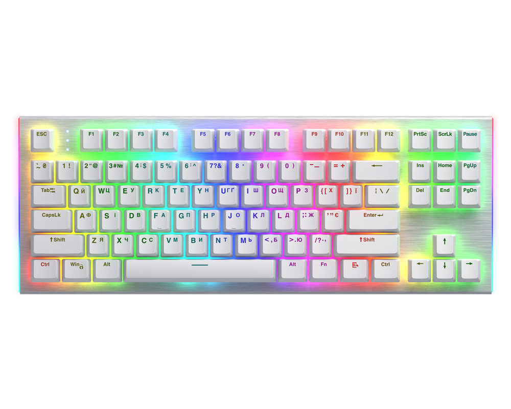 Gaming Keyboard HATOR Gravity X TKL, RGB, 1.8m, USB, EN/UA, White