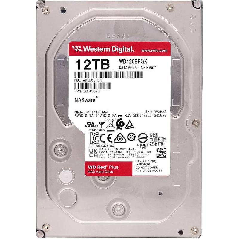 3.5" HDD 12.0TB-SATA-512MB Western Digital "Red Plus (WD120EFGX)", NAS, CMR, 7200rpm