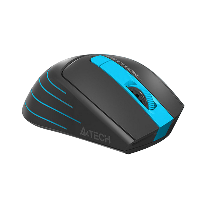 Wireless Mouse A4Tech FG30S, 1200-2000 dpi, 6 buttons, 97g, Ergonomic, Silent, Programmable, 1xAA, 2.4Ghz, Grey/Blue