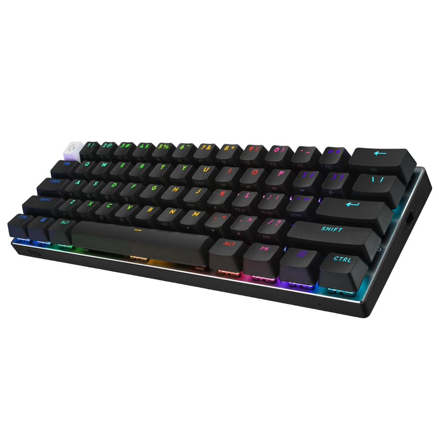 Gaming Wireless Keyboard Logitech G PRO X 60, Mechanical, 60% Design, Tactile SW, Volume Roller, Media сontrols, 65h, RGB, 2.4Ghz+BT, EN, Black