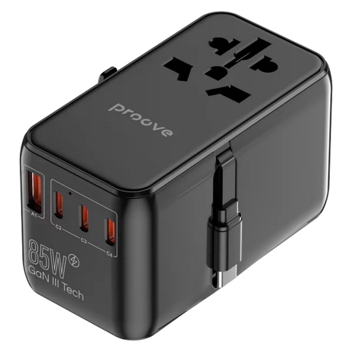 Travel Adapter Proove Trip, 85W, Black