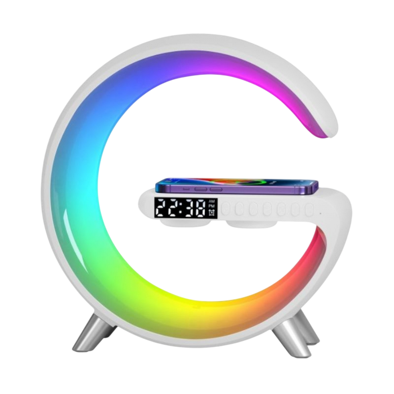 Smart Lampa Led G-Shaped Speaker & Wireless Charger & Alarm Clock NH-69 White