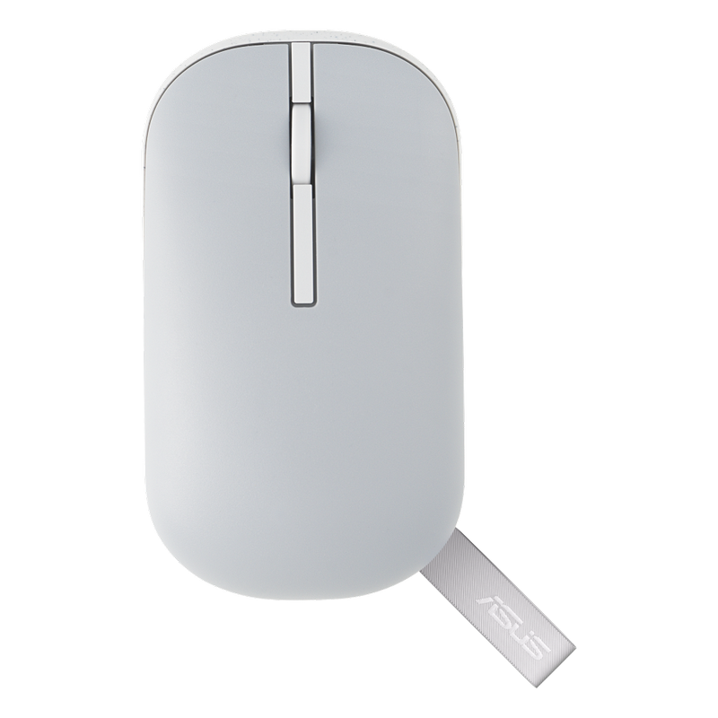 Wireless Mouse Asus MD100, 800-1600 dpi, 3 buttons, Ambidextrous, 56g, Silent, 1xAA, 2.4Ghz+BT, Grey