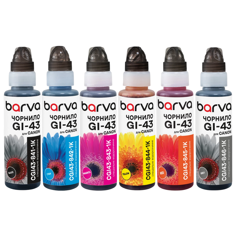 Ink set Barva for G series Canon (GI-43 BK/C/M/Y/R/GY) 6x100gr