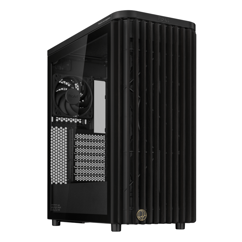 Case ATX Asus ProArt PA401 Wood Edition, 2x160mm & 1x120mm, PWM Hub, Tempered Glass, Dust Filter, 2xUSB 3.2, 1xUSB-C, 2x3.5"/2.5", 2x2.5", Black