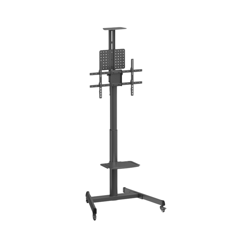 Display/TV Mobile Stand 70PBVC-6040T black; 2 Shelves; 37-70";TV 70kg; Shelves each 5kg;+5°/-12° tilt.;Height Adjustm. by Crank