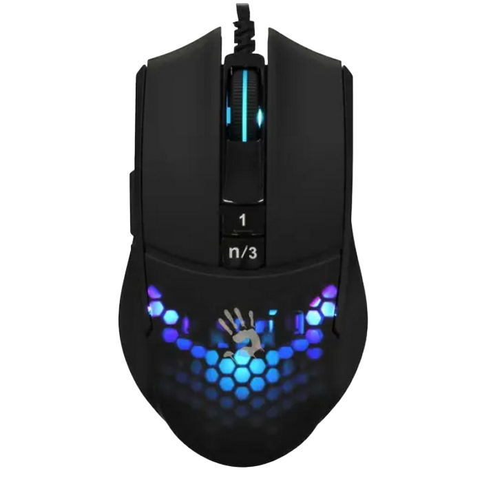 Gaming Mouse Bloody L65 Max, 100-12000 dpi, 7 buttons, 250 IPS, 35G, 78g, Ambidextrous, Programmable, Onboard Memory, RGB, 1.8m, USB, Honeycomb