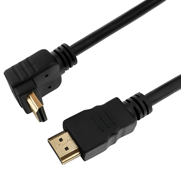 Cable HDMI to HDMI90° 1.8m Cablexpert male-male90°, V1.4, Black, CC-HDMI490-10, One jakc bent 90°