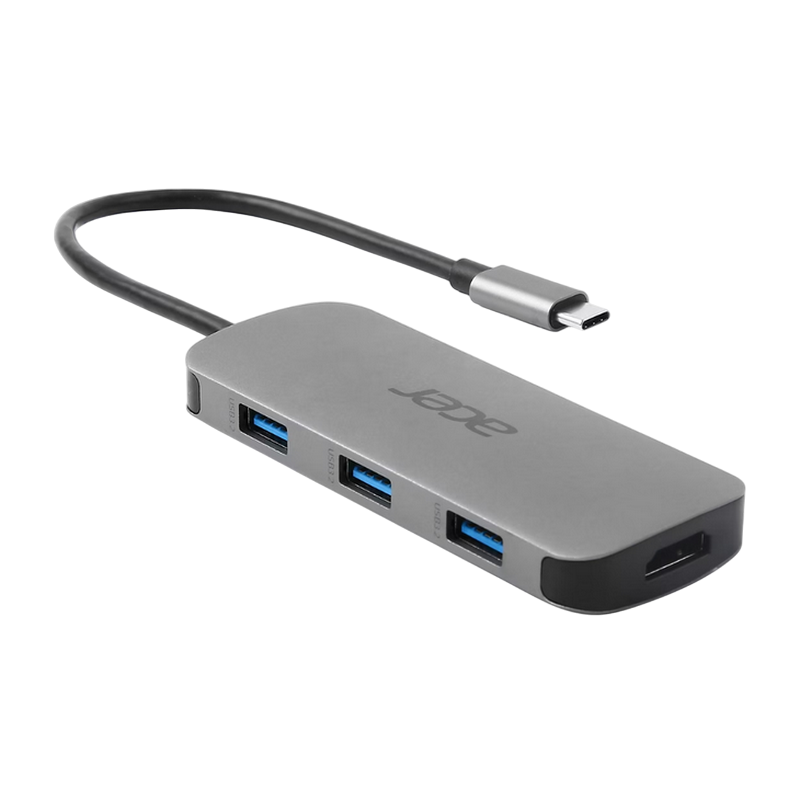 ACER Type-C Dongle 7-in-1 3 x USB-A 5 Gb/s, 1 x HDMI, 1 x SD, 1 x mSD, 1 x USB-C Power delivery: up to 100 W (power adapter not included)