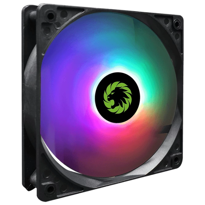 PC Case Fan GAMEMAX GMX-AF12X, 120mm, RGB, 12 LED, 9 blades, 28.2dB, 38.25CFM, 1200PM, Rifle Bearing, 3pin+Molex, Black