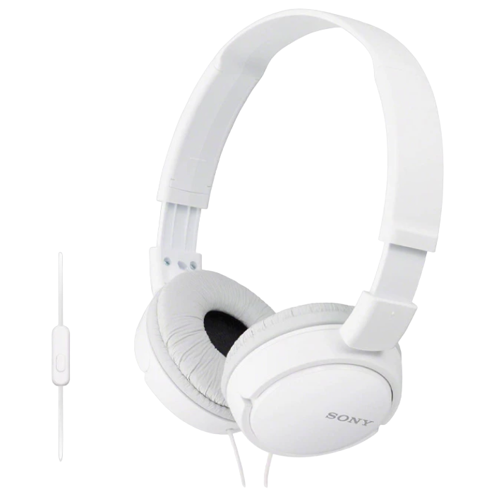 Headphones SONY MDR-ZX110AP, Mic on cable, 4pin 3.5mm jack L-shaped, Cable: 1.2m White