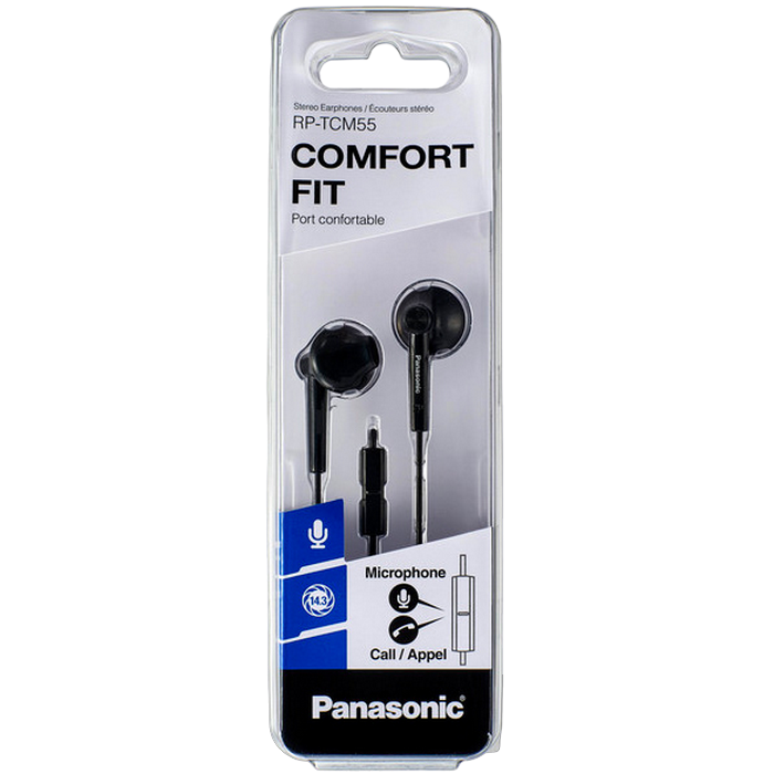 Earphones Panasonic RP-TCM55GC-K Black, Mic, 4pin 1*mini-jack 3.5mm