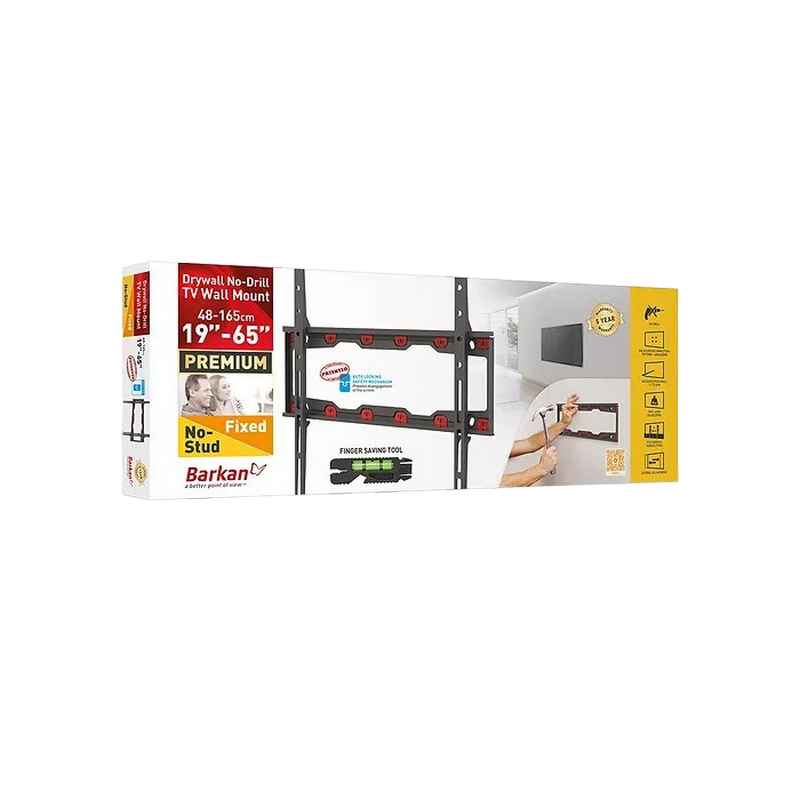 Wall Mount No-Drill Barkan 'ND300'' Black 19" - 65" Fixed, max.37kg, VESA mm: up to 400x400mm