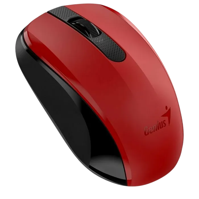 Wireless Mouse Genius NX-8008S, 1200 dpi, 3 buttons, Ambidextrous, 54g, Silent, BlueEye, 1xAA, 2.4Ghz, Red