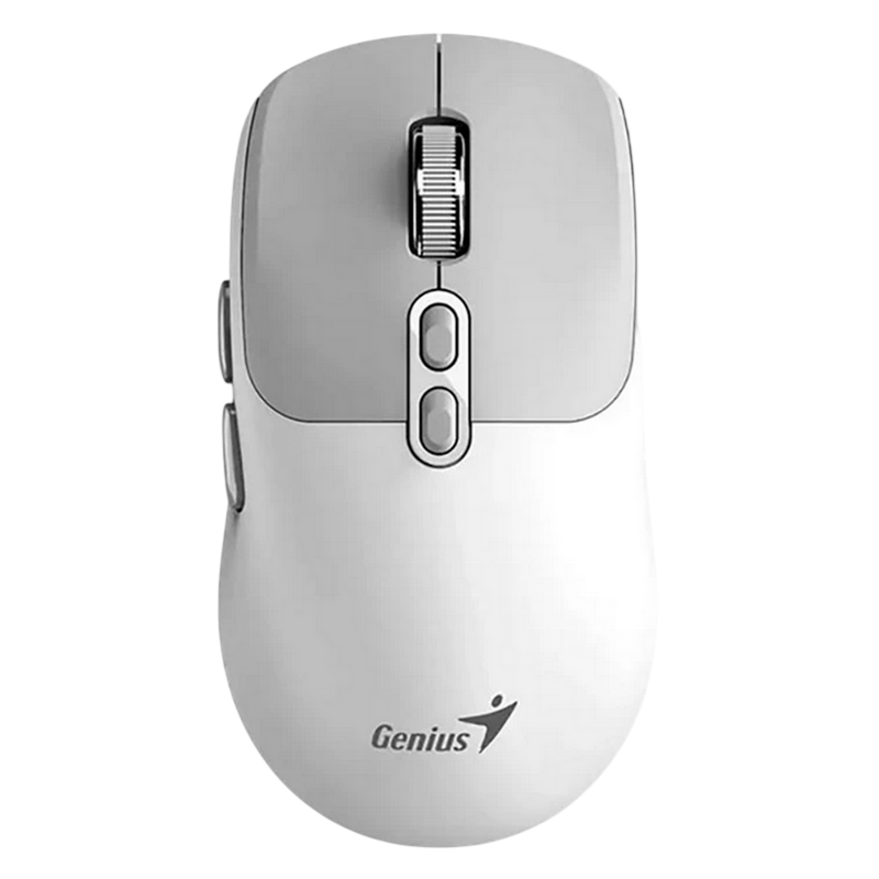 Wireless Mouse Genius NX-8080S, 1600 dpi, 7 buttons, Ambidextrous, 54g, Silent, BlueEye, 1xAA, 2.4Ghz, Bluetooth, White/Grey