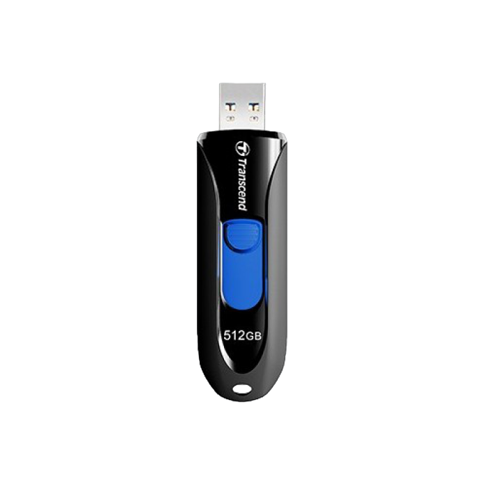 512GB USB3.1 Flash Drive Transcend "JetFlash 790", Black-Blue, Slider (R/W:90/40MB/s)