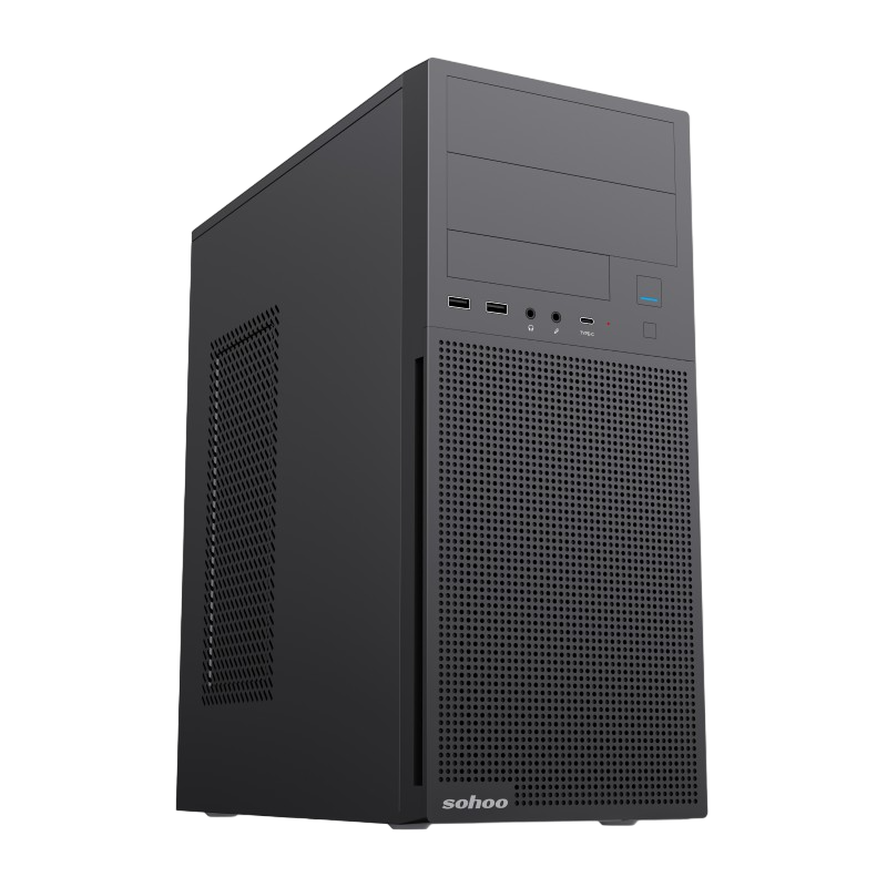 Case ATX 500W Sohoo 2816BK, 0.4mm, 2xUSB2.0, 1x5.25", 1x3.5", 3x2.5", PSU: ATX-500W-12cm, Black