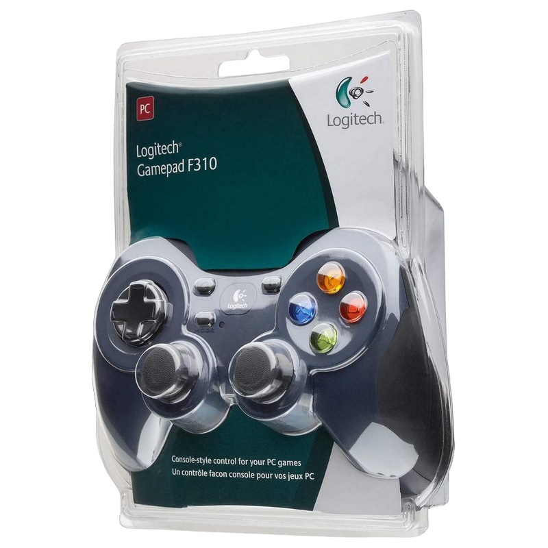 Gamepad Logitech F310, 4 axes, D-Pad, 2 mini joysticks, 10 buttons, console-like layout, USB