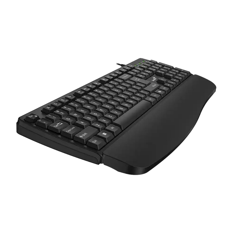 Keyboard Genius KB-123, Classic, 12 Fn Keys, Concave Keycaps, Spill Resistant, One Palm Rest, 1.5m, USB, EN/RU, Black