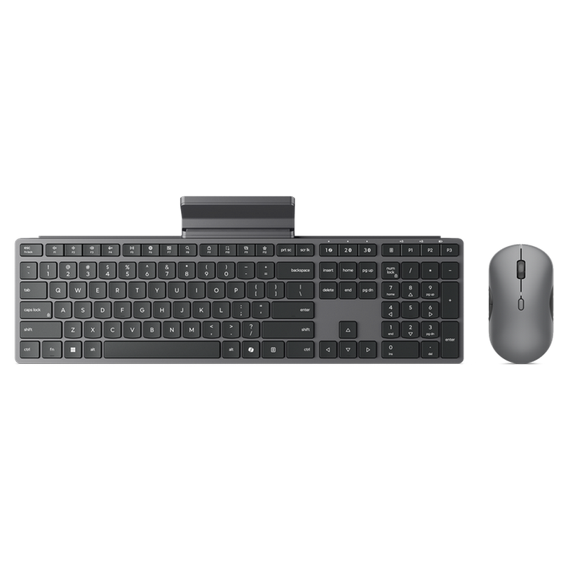 Wireless Keyboard & Mouse Lenovo 700, 3-zone,Multi-device,Silent,Phone Holder,spill-resistant,6-button mouse,up 4000dpi,BT+2.4G,2xAAA/1xAA,EN/RU,Black