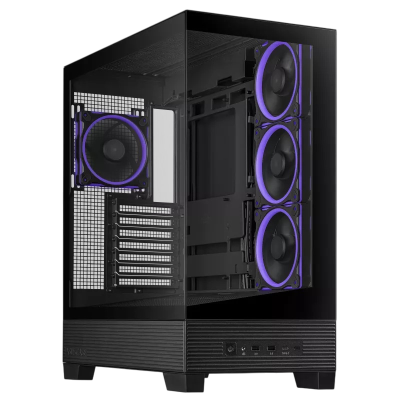 Case ATX Asus A31 Plus TG, 4x120mm ARGB, ARGB Hub, Front Mesh, Tempered Glass, Headset hook, 2xUSBx3.2, 1xUSB 3.2, 2x2.5", 2x3.5", Black