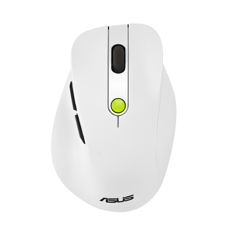 Wireless Mouse Asus MD105, 1200-1600-2400 dpi, 6 buttons, Ambidextrous, 66g, 1xAA, 2.4Ghz+BT, Volt Green