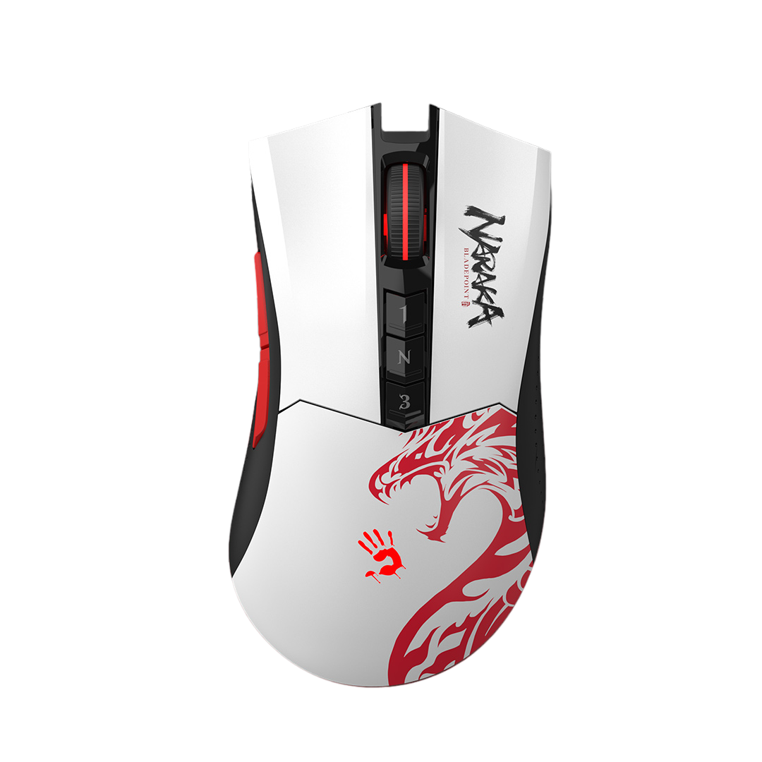Gaming Wireless Mouse Bloody R90 Plus, 100-5000dpi, 8 buttons, 150IPS, 25G, 115g, 60h, Ergonomic, Programmable, X'Glide, 500mAh, 2.4Ghz, Naraka