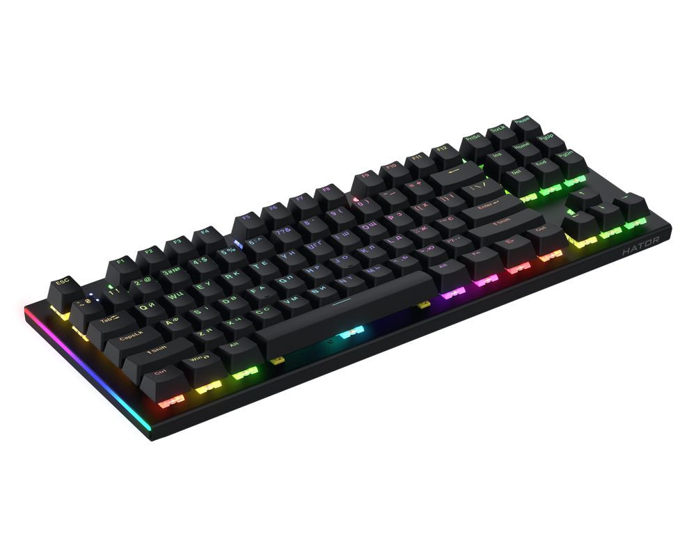 Gaming Keyboard HATOR Gravity X TKL, RGB, 1.8m, USB, EN/UA, Black