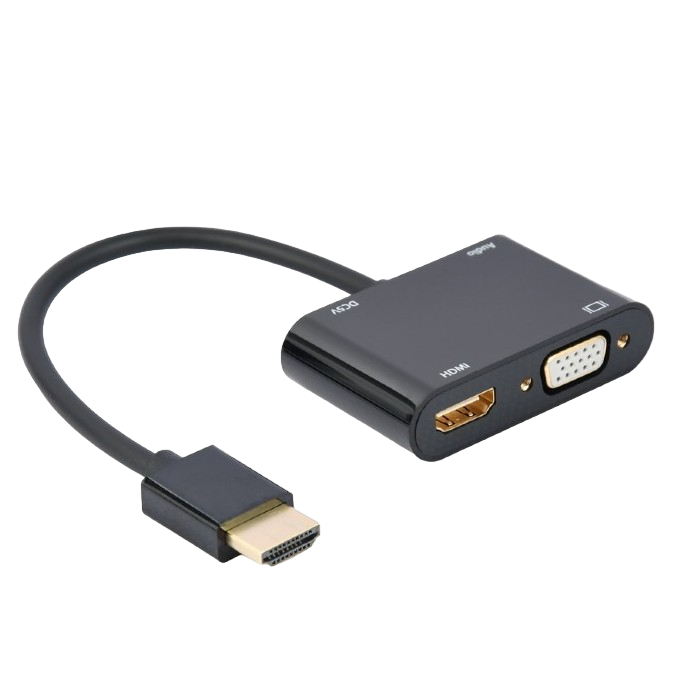 Adapter HDMI M to HDMI&VGA F + AUX, Cablexpert "A-HDMIM-HDMIFVGAF-01"