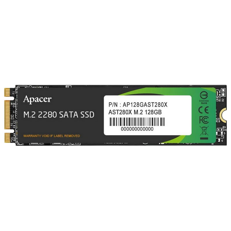 .M.2 SATA SSD 128GB Apacer AST280X "AP256GAST280X" [80mm, R/W:520/500MB/s, 25K/72K IOPs, 70TB TBW, 1.5M MTBF, 3D TLC]