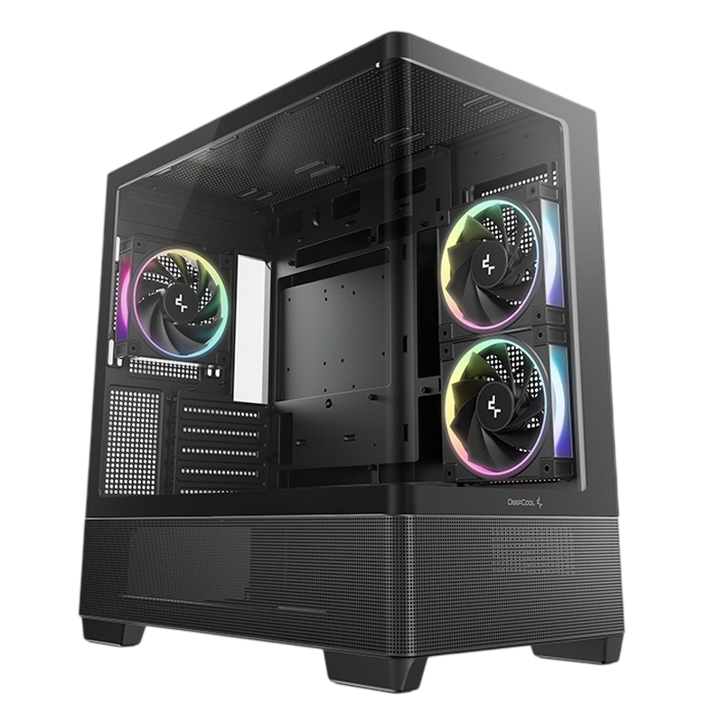 Case mATX Deepcool CG380U 3F, w/o PSU,2x120side 1x120rear ARGB PWM, 2xUSB3.0, 1xTypeC, Curved-Glass Panoramic, 3x2.5, 2x3.5, Black