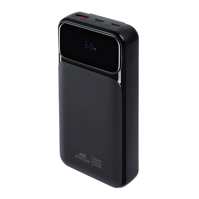 Power Bank Rivacase 20000 mAh QC 3.0/PD 22.5W, VA2221, (3 built-in cables), Black