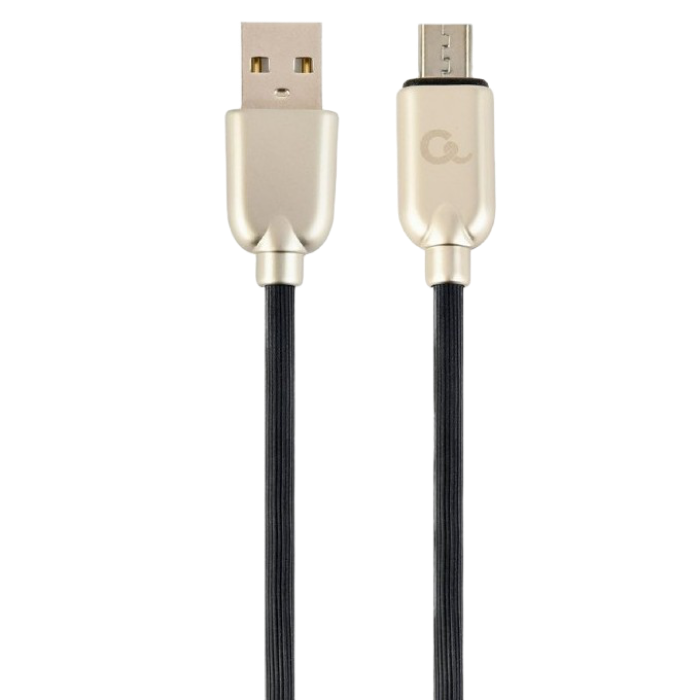 Blister MicroUSB/USB2.0, 1.0 m, Cablexpert Premium Rubber Black, CC-USB2R-AMmBM-1M