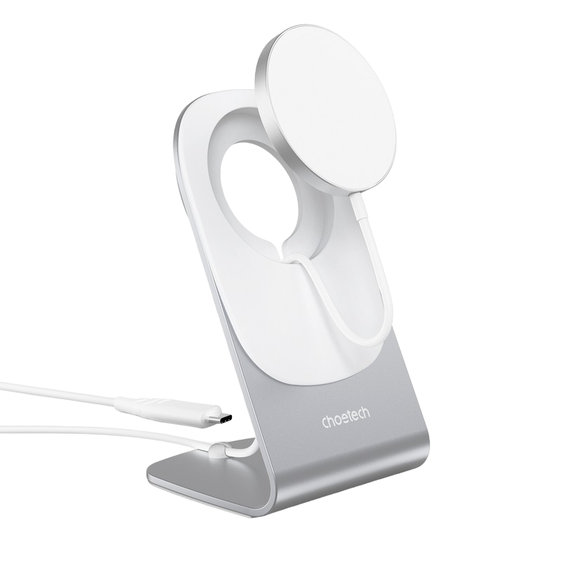 Wireless Magnetic Charger Stand CHOETECH, H046 + T518-F, White