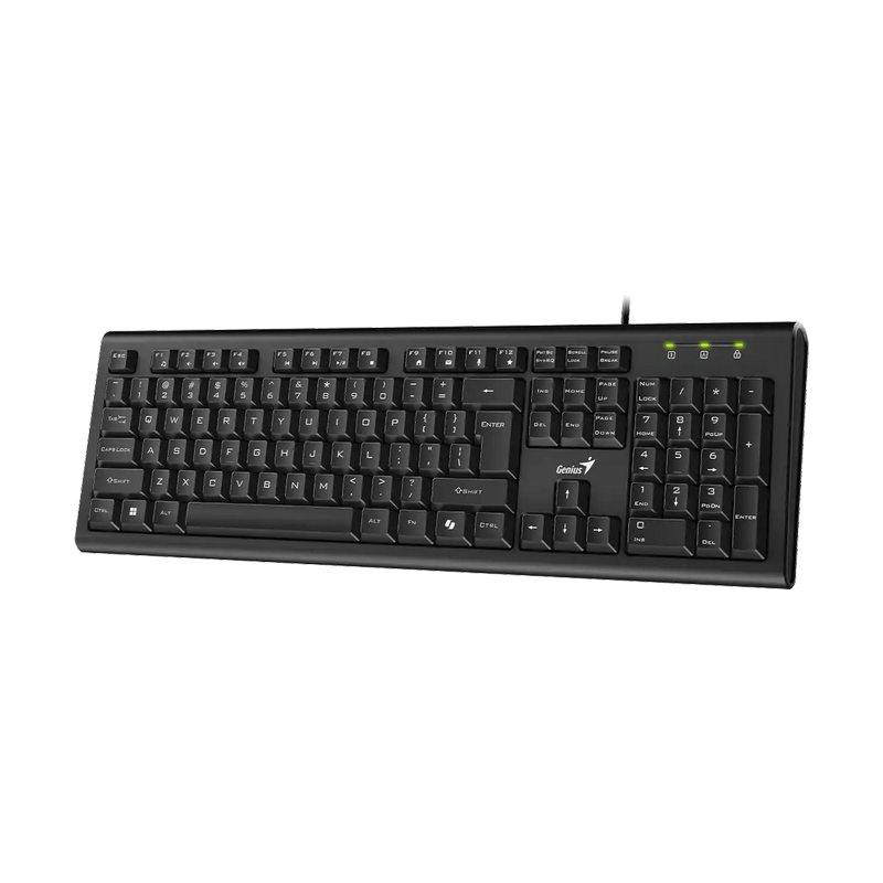 Keyboard Genius KB-113, Classic, 12 Fn keys, Concave Keycap, Spill Resistant, 1.5m, USB, EN/RU, Black