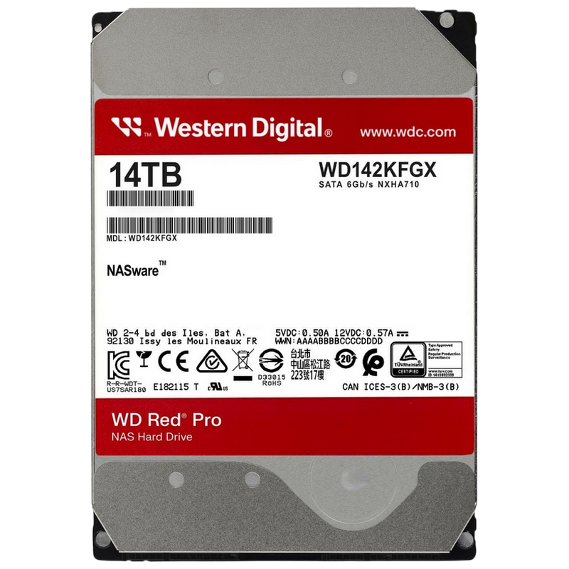 3.5" HDD 14.0TB-SATA-512MB Western Digital "Red Pro (WD142KFGX)", NAS, 24/7, CMR, 7200rpm, 2.5M (MTBF)