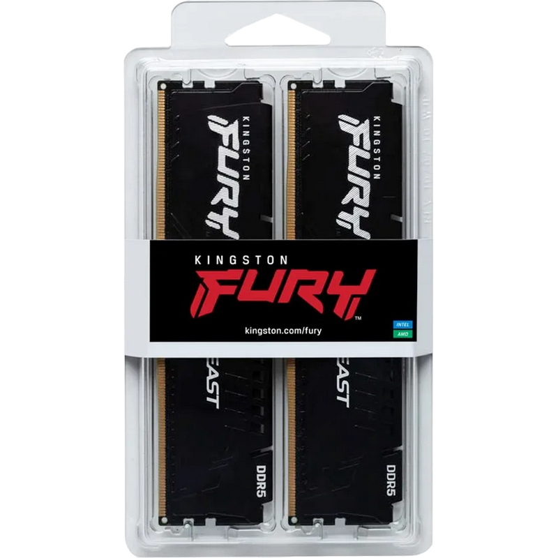 32GB DDR5-6000MHz Kingston FURY Beast (Kit of 2x16GB) (KF560C30BBEK2-32), CL30-36-36, 1.4V, AMD EXPO 1.0/Intel XMP 3.0, Black