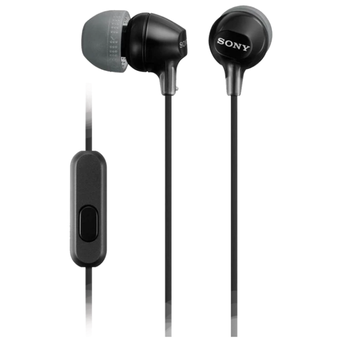 Earphones SONY MDR-EX15AP, Mic on cable, 4pin 3.5mm jack L-shaped, Cable: 1.2m Black