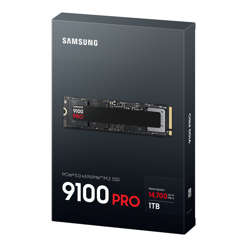 .M.2 NVMe SSD 1.0TB Samsung 9100 PRO "MZ-VAP1T0BW" [PCIe 5.0 x4, R/W:14700/13300MB/s, 1850K/2600K IOPS, 600TB, 3DTLC]