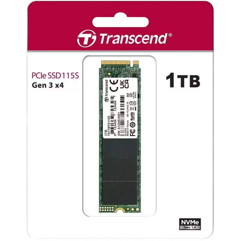 .M.2 NVMe SSD 1.0TB Transcend 115S [PCIe 3.0 x4, R/W:3200/2000MB/s, 250/170K IOPS, 400TBW, 3DTLC]