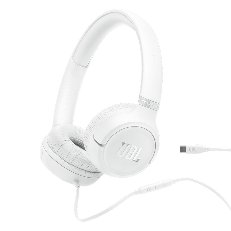 Headphones JBL T530C White, USB-C, On-ear