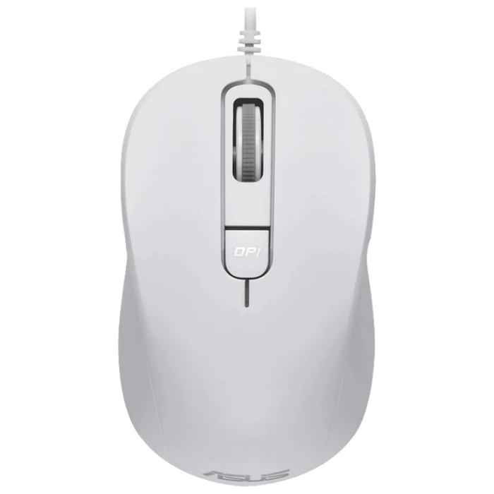 Mouse Asus MU101C Silent, 1000-3200 dpi, 4 buttons, Ambidextrous, 85g, 1.5m, USB, White