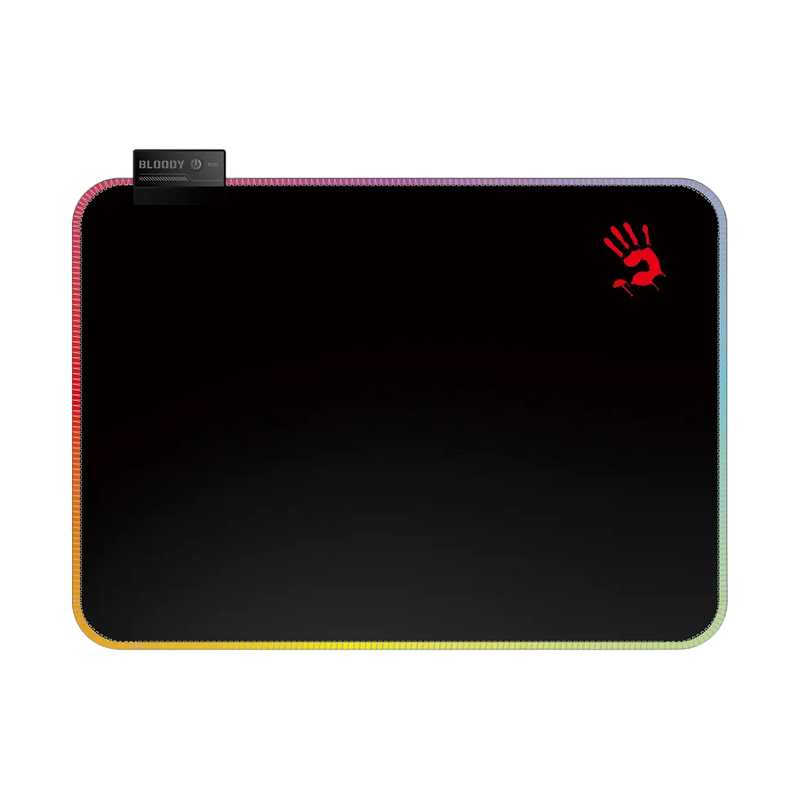Gaming Mouse Pad Bloody MP-35N, 350 x 250 x 4mm, RGB Fiber-Optic Border, Non-Slip Rubber Base, Detachable Cable, Detachable Micro-USB Cable, Black