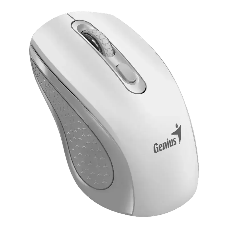 Wireless Mouse Genius NX-8025S, 1600 dpi, 4 buttons, Ergonomic, 58g, Silent, BlueEye, 1xAA, 2.4Ghz, White/Grey