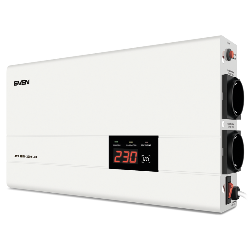 Stabilizer Voltage SVEN SLIM AVR -2000 LCD, 1200W, Output sockets: 2 × CEE 7/4