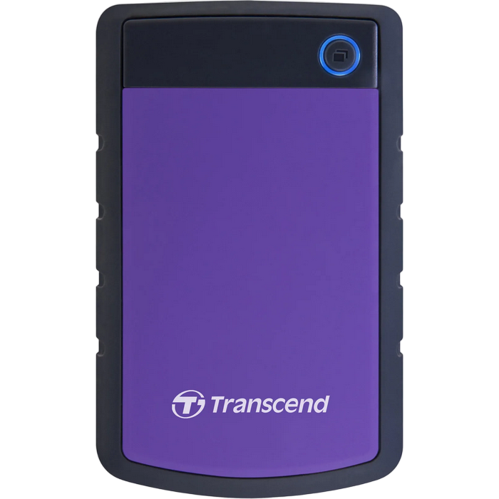 1.0TB (USB3.1) 2.5" Transcend "StoreJet 25H3P", Rubber Grey/Violet, Anti-Shock, One Touch Backup