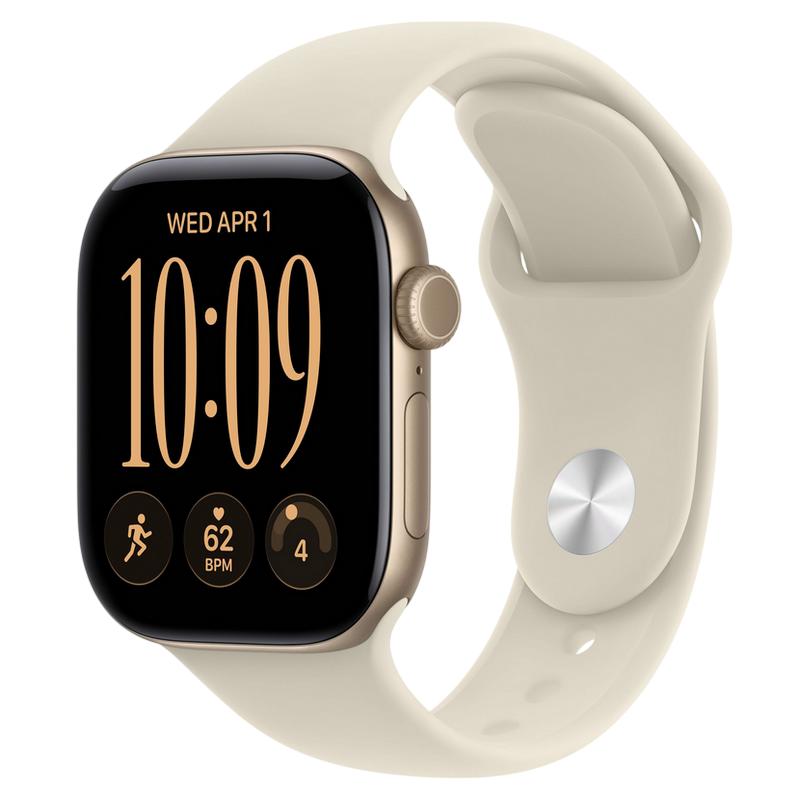 Apple Watch Series 12 GPS, 42mm Light Gold Aluminium Case with Sand Sport Band - S/M MJED4