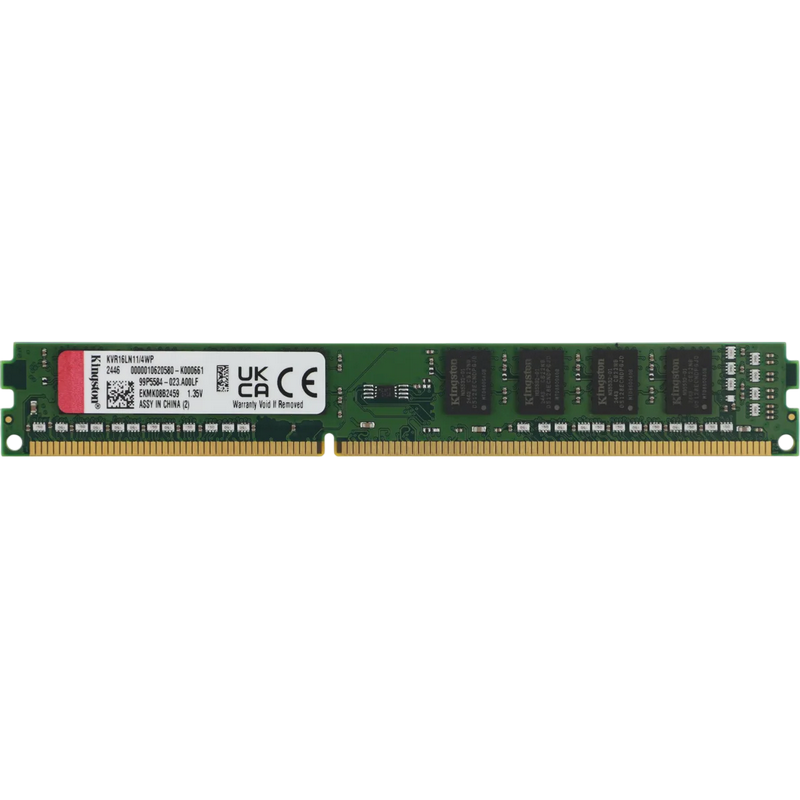 .4GB DDR3- 1600MHz Kingston ValueRAM (KVR16LN11/4WP), CL11, 1Rx8, 1.35V