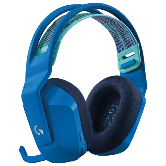 Gaming Wireless Headset Logitech G733, 40mm drivers, 20-20kHz, 39 Ohm, 87.5dB, 278g, 29h, BLUE VO!CE, Det.Mic, RGB, 2.4Ghz, Blue